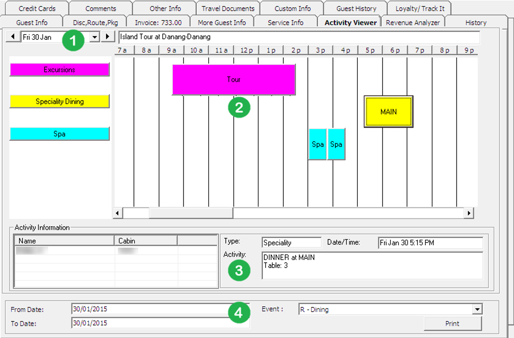 This figure shows the Activity Viewer Window This figure shows the Activity Viewer Window