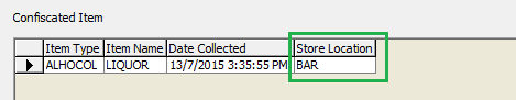 This figure shows the Confiscated Item Storage Location This figure shows the Confiscated Item Storage Location