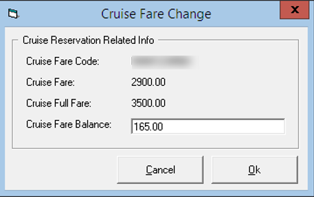 This figure shows the Edit Cruise Fare This figure shows the Edit Cruise Fare
