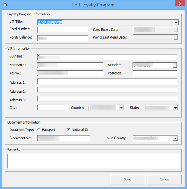 This figure shows the Loyalty Program Form This figure shows the Loyalty Program Form