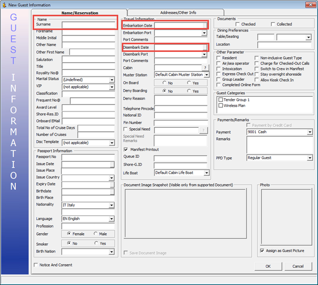 This figure shows the New Guest Information Window This figure shows the New Guest Information Window