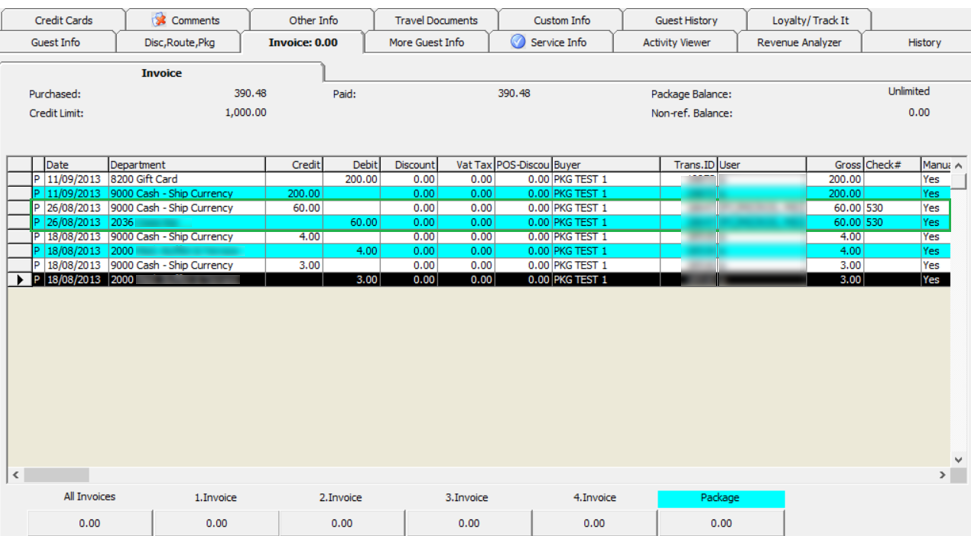 This figure shows the Package Plan Invoice Window This figure shows the Package Plan Invoice Window