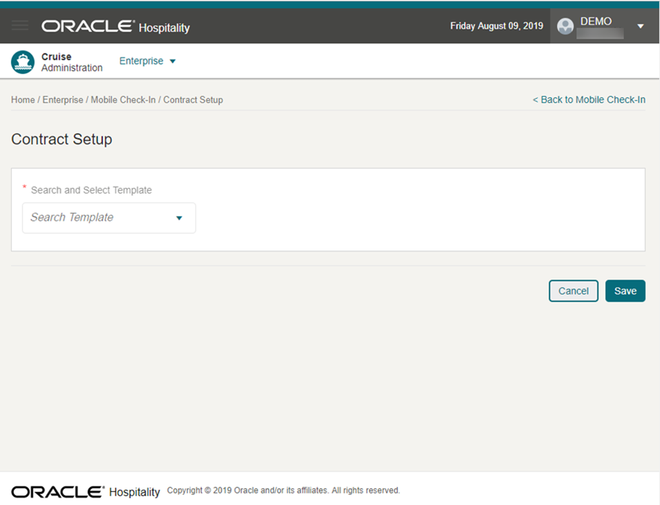 This figure shows the Contract Setup page.