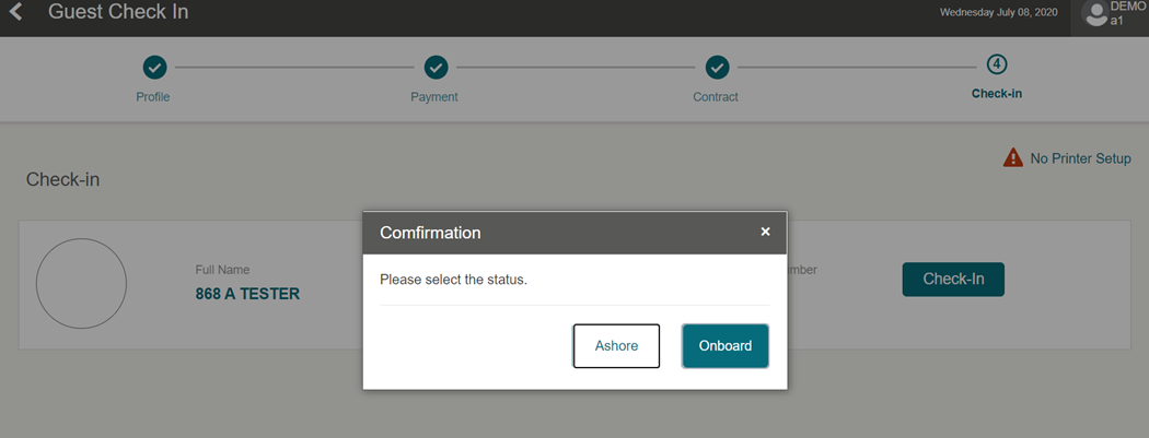 This figure shows the Mobile Check-In Confirmation page. This figure shows the Mobile Check-In Confirmation page.