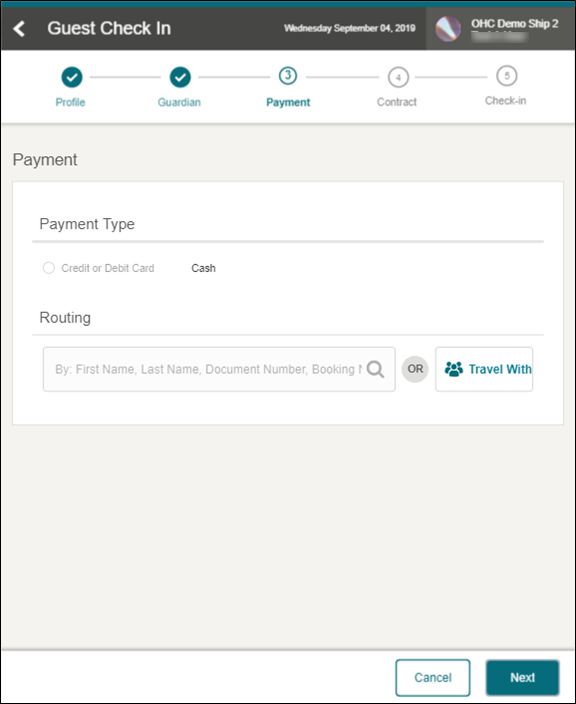 This figure shows the Mobile Check-In Payment Page This figure shows the Mobile Check-In Payment Page