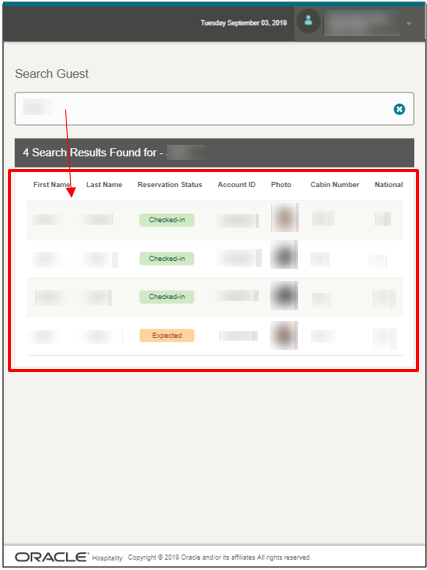 This figure shows the Search Guest page.
