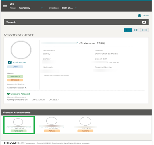 This figure shows the Recent Movement Page