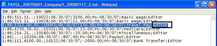 The figure shows a Sample GL Extract file — with Position.