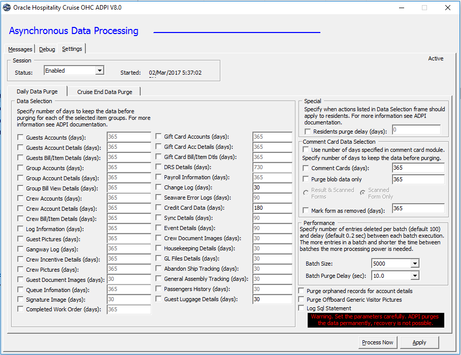 This figure shows the ADPI Setting Window This figure shows the ADPI Setting Window