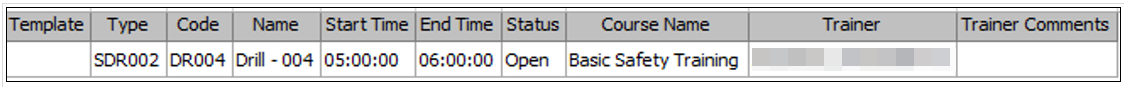 This figure shows the sample Master Drill Report in Excel format.