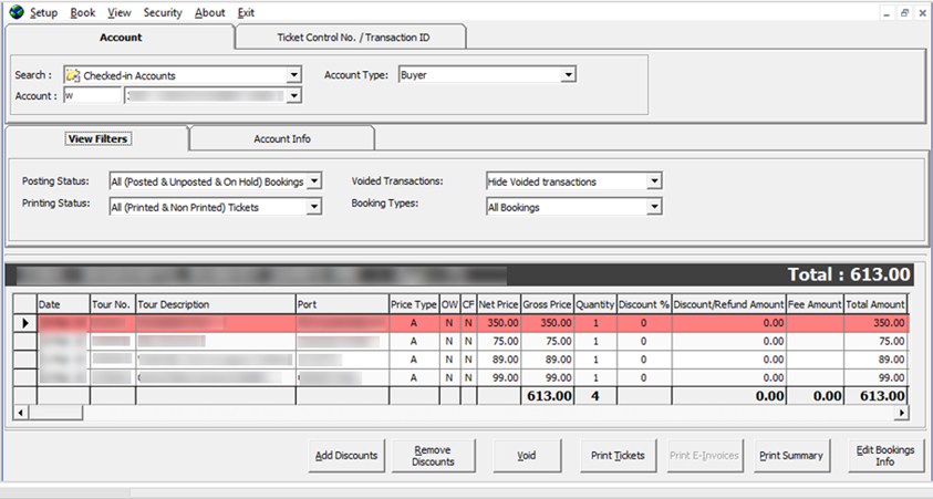 This figure shows the overview of Shore Excursion Account and Ticket Control Number.