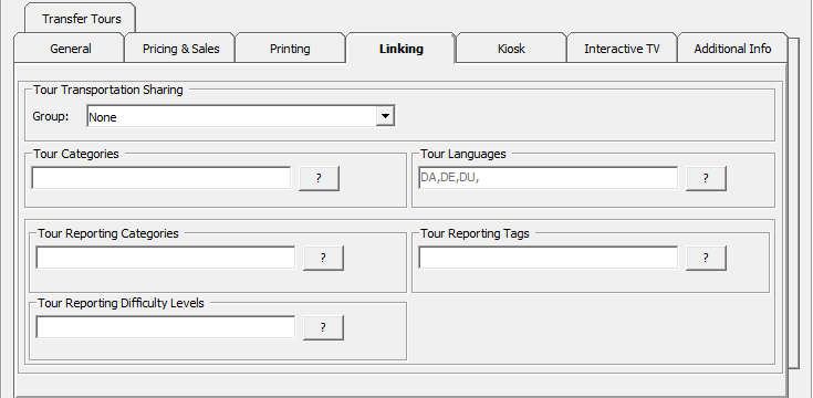 This figure shows the Tour Template Linking Tab