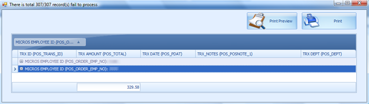 This figure shows the BSC Record that failed to process.