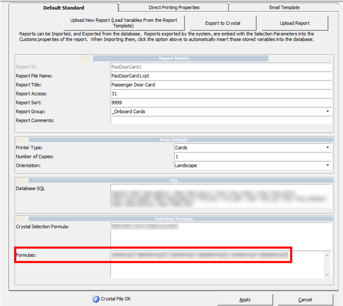 This figure shows the Report Setup