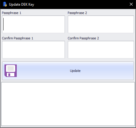 This figure shows the Encryption Passphrase Update form This figure shows the Encryption Passphrase Update form
