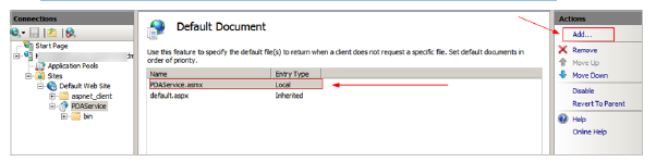 This figure shows the Default Document in IIS Manager This figure shows the Default Document in IIS Manager