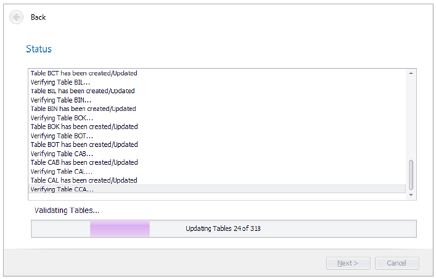 This figure shows the update progress of OHC Database Installer This figure shows the update progress of OHC Database Installer