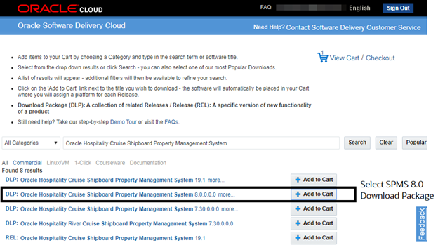 This figure shows the Oracle Software Delivery Cloud Download Package Page.