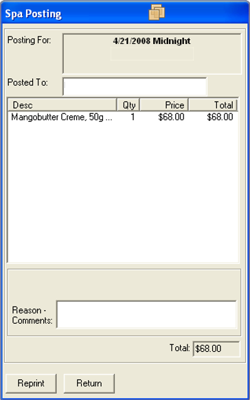 This figure shows the Spa Posting (View)