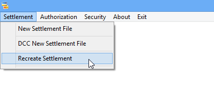 This figure shows the Settlement Menu — Recreate Settlement