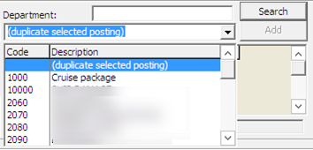 This figure shows the Add Posting Financial Department Selection