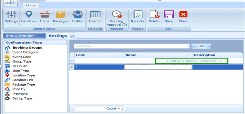 This figure shows the New Configuration Codes Window.