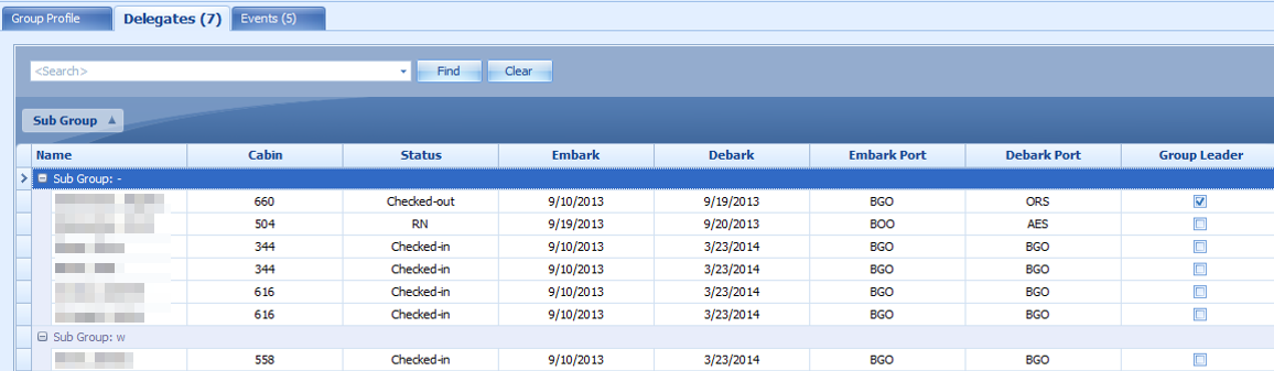 This figure shows the Event Delegates tab