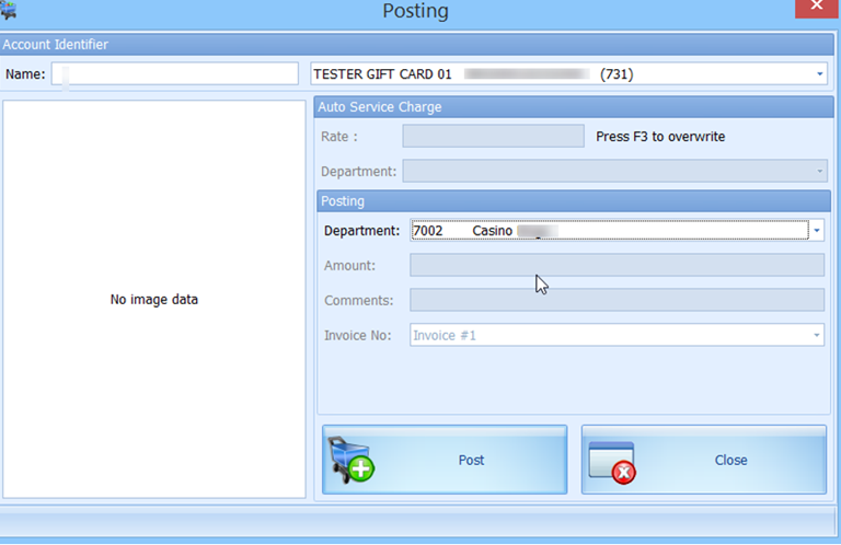 This figure shows the Gift Card Posting in Casino Module