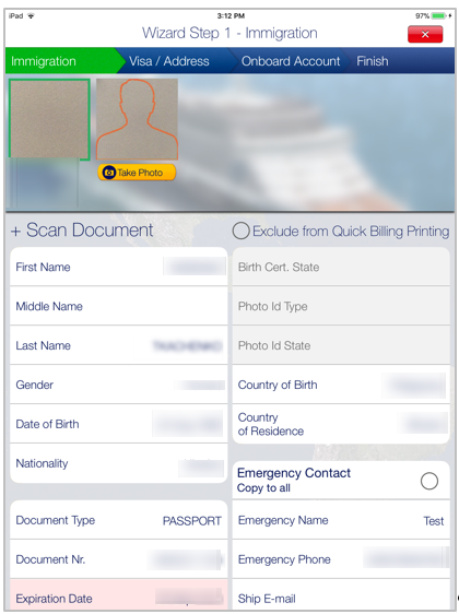 This figure shows the Wizard Step 1 page that contain the Immigration requirements.