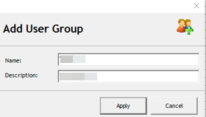 This figure shows the window where User Group is added. This figure shows the window where User Group is added.