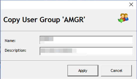 This figure shows the User Secuirty Copy Group where new group name is entered. This figure shows the User Secuirty Copy Group where new group name is entered.