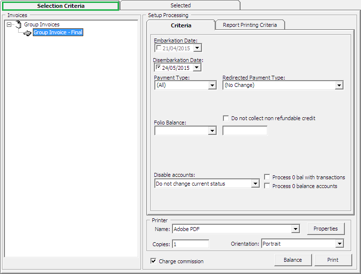 This figure shows the Group Quick Billing Window