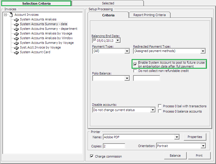 This figure shows the System Account Quick Billing