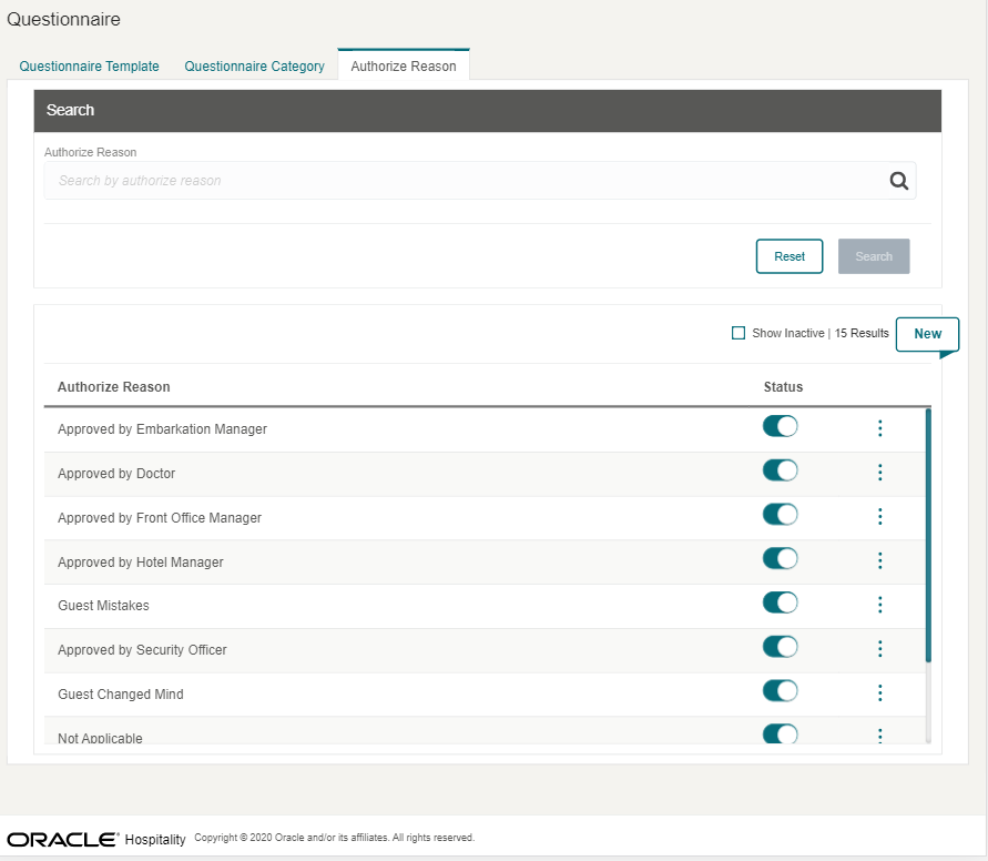 This figure shows the Authorize Reason tab This figure shows the Authorize Reason tab