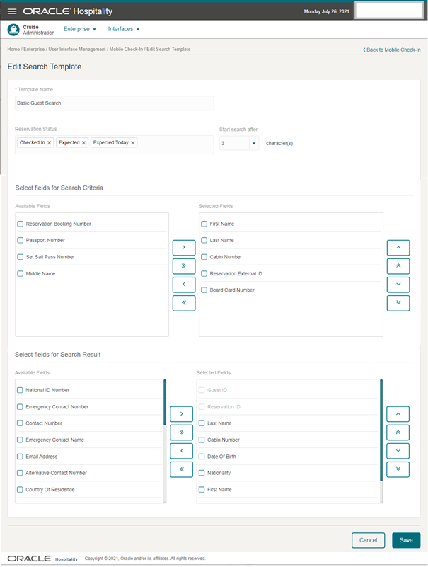 This figure shows the Edit Search Template Page