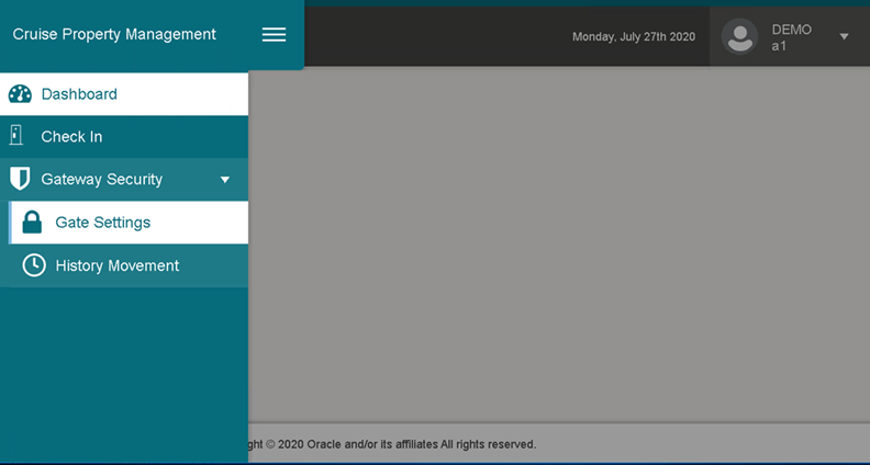 This figure shows the Cruise Property Management Menu This figure shows the Cruise Property Management Menu