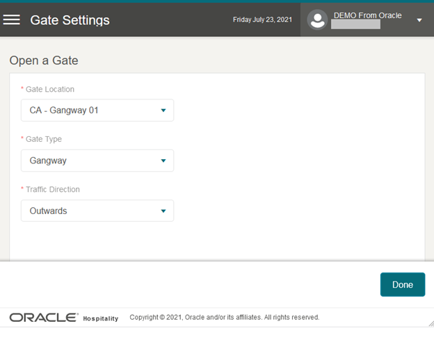 This figure shows the Gangway Settings