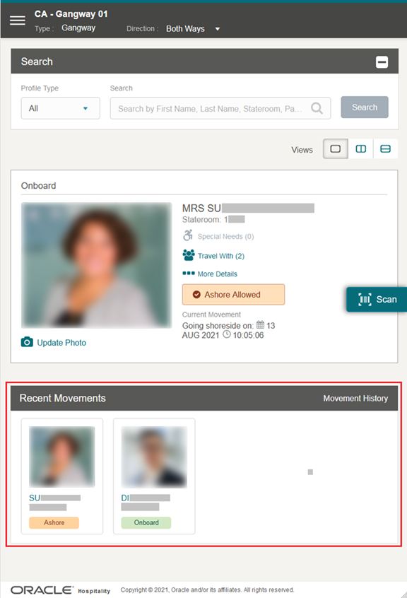 This figure shows the Recent Movement Page