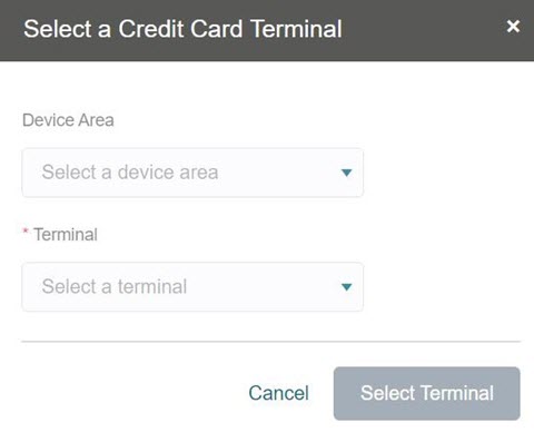 This figure shows the Credit Card Terminal Selection This figure shows the Credit Card Terminal Selection