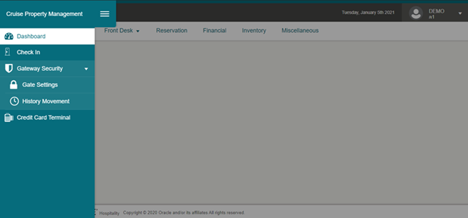 This figure shows the Credit Card Terminal Menu This figure shows the Credit Card Terminal Menu