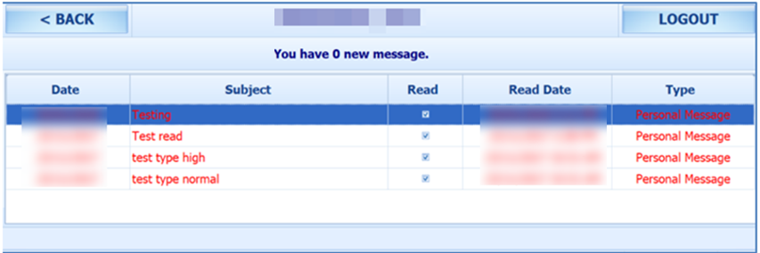 This figure shows the View My Message window. This figure shows the View My Message window.