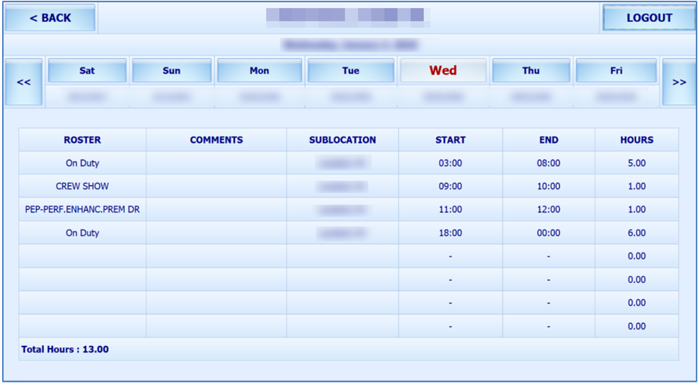 This figure shows the View My Schedule Window where weekly schedule is shown. This figure shows the View My Schedule Window where weekly schedule is shown.