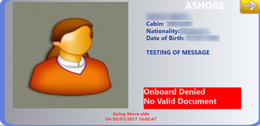 This figure shows the Onboard Denied notification with reason.