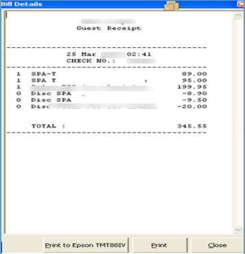 This figure shows the Bill Details This figure shows the Bill Details
