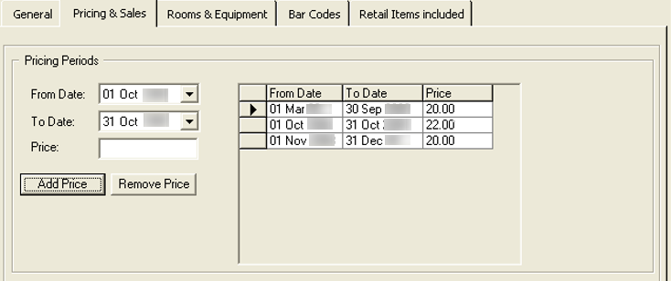 This figure shows the Pricing & Sales (Add Price)