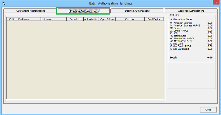 This figure shows the Management, Batch Authorization —Pending Authorization Tab