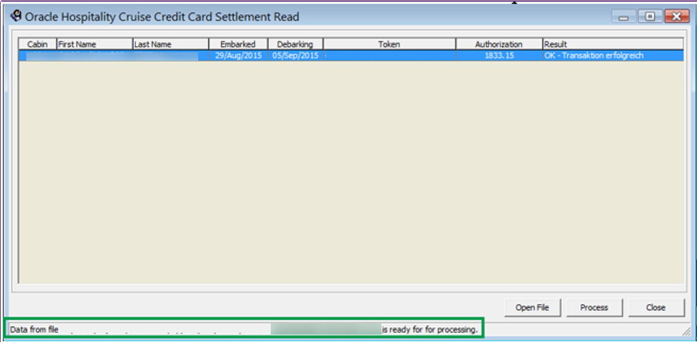 This figure shows the Settlement Read Screen