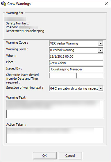 This figure shows the Crew Warning