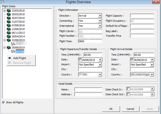 This figure shows the Flight Overview Window