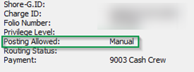 This figure shows the Manual Posting Allowed Status